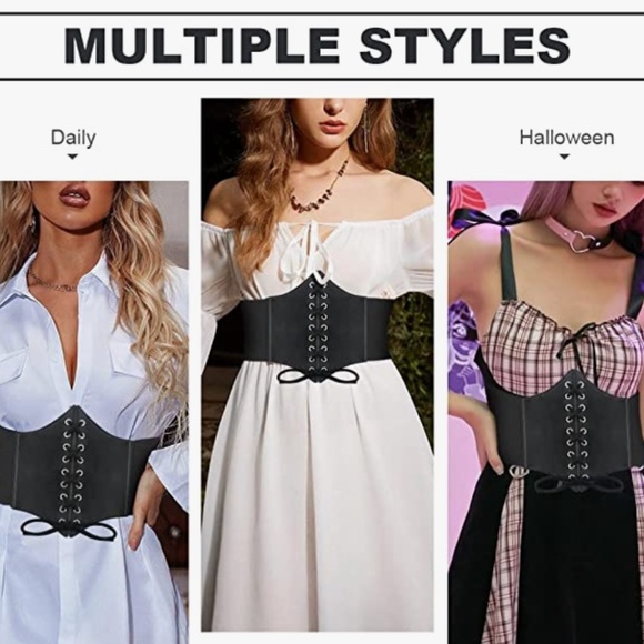 DERLOW Women\'s Corset Belt Wide Leather Waist Belt for Daily Punk Halloween Dres main image 6